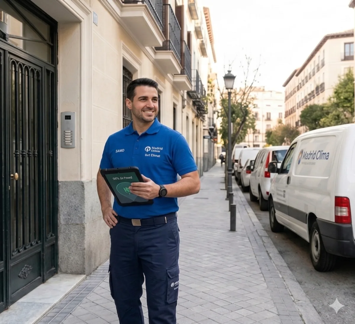 Técnico de Caldesoil llegando a casa de un cliente